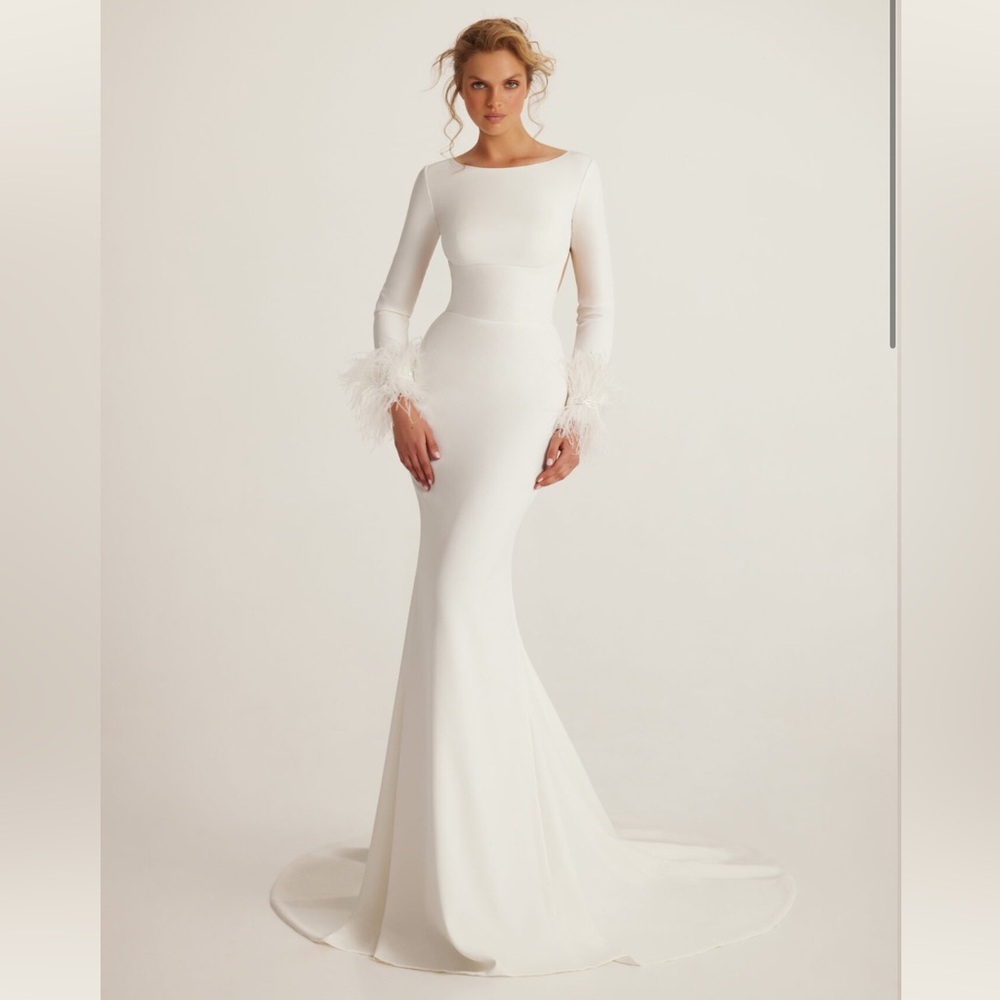 Ariamo Stretch Lycra, Feathers With Sequins Wedding Dress L208